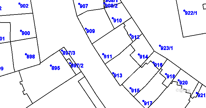 Parcela st. 911 v KÚ Brněnské Ivanovice, Katastrální mapa