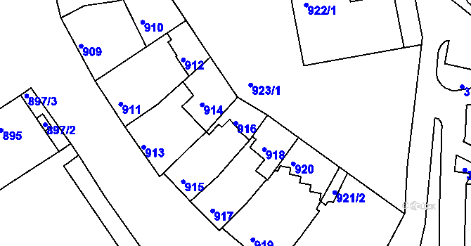 Parcela st. 916 v KÚ Brněnské Ivanovice, Katastrální mapa