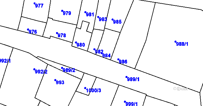 Parcela st. 984 v KÚ Brněnské Ivanovice, Katastrální mapa