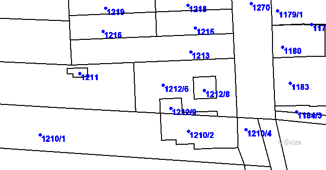 Parcela st. 1212/6 v KÚ Brněnské Ivanovice, Katastrální mapa