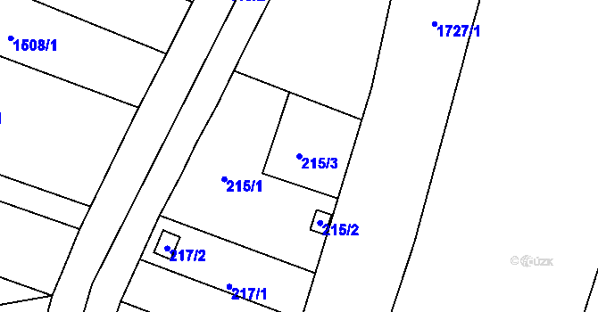 Parcela st. 215/3 v KÚ Brněnské Ivanovice, Katastrální mapa