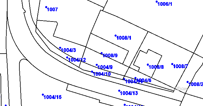 Parcela st. 1008/9 v KÚ Brněnské Ivanovice, Katastrální mapa