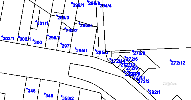 Parcela st. 295/3 v KÚ Brněnské Ivanovice, Katastrální mapa