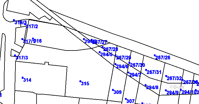 Parcela st. 294/5 v KÚ Brněnské Ivanovice, Katastrální mapa
