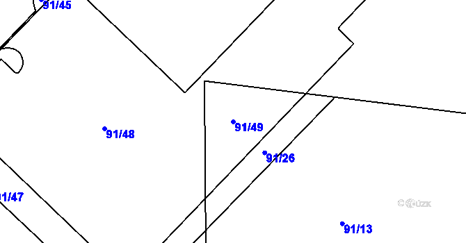 Parcela st. 91/49 v KÚ Brněnské Ivanovice, Katastrální mapa