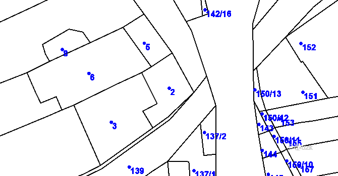 Parcela st. 2 v KÚ Holásky, Katastrální mapa