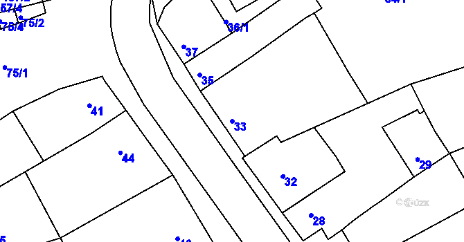 Parcela st. 33 v KÚ Holásky, Katastrální mapa