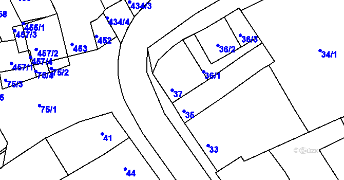 Parcela st. 37 v KÚ Holásky, Katastrální mapa