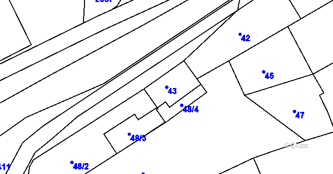 Parcela st. 43 v KÚ Holásky, Katastrální mapa