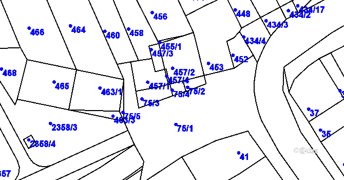 Parcela st. 75/4 v KÚ Holásky, Katastrální mapa