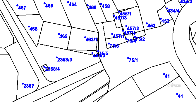 Parcela st. 75/5 v KÚ Holásky, Katastrální mapa