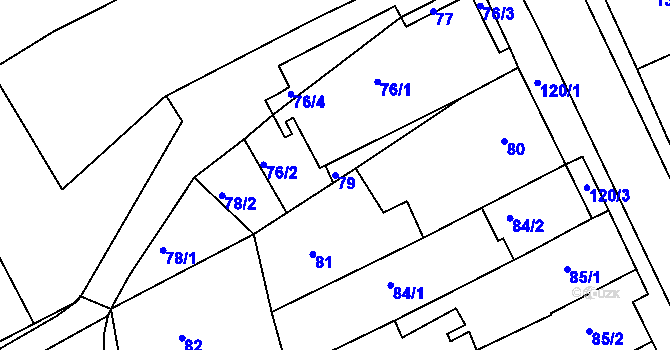 Parcela st. 79 v KÚ Holásky, Katastrální mapa