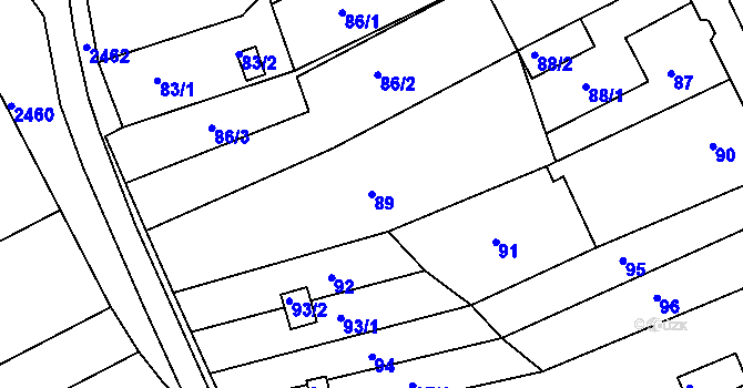 Parcela st. 89 v KÚ Holásky, Katastrální mapa