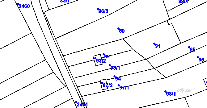 Parcela st. 92 v KÚ Holásky, Katastrální mapa