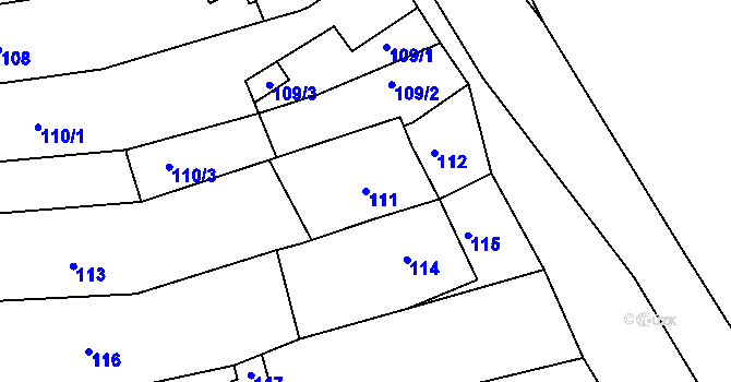 Parcela st. 111 v KÚ Holásky, Katastrální mapa