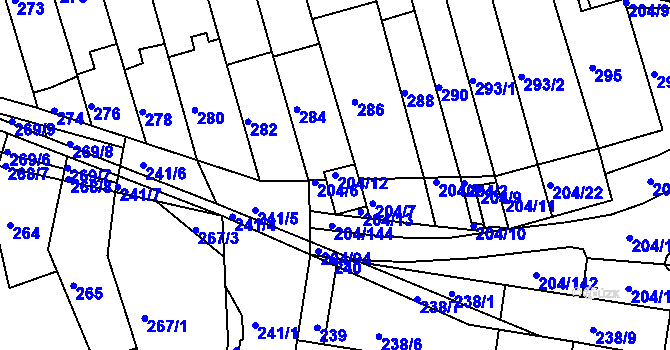 Parcela st. 204/12 v KÚ Holásky, Katastrální mapa