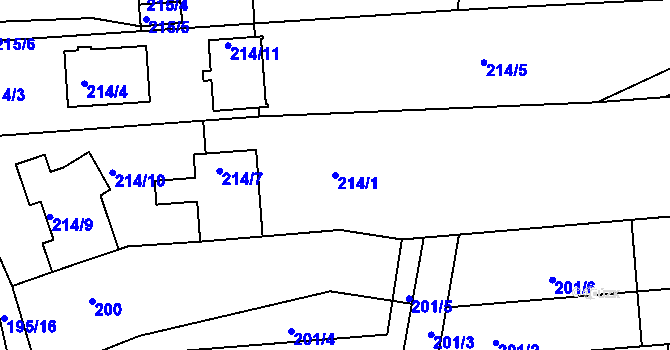 Parcela st. 214/1 v KÚ Holásky, Katastrální mapa