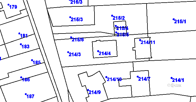 Parcela st. 214/4 v KÚ Holásky, Katastrální mapa