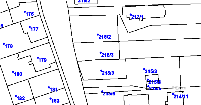 Parcela st. 216/3 v KÚ Holásky, Katastrální mapa