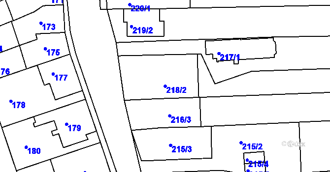 Parcela st. 218/2 v KÚ Holásky, Katastrální mapa