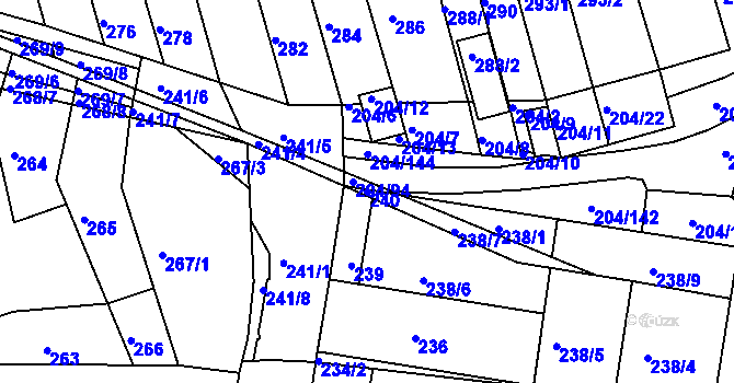 Parcela st. 240 v KÚ Holásky, Katastrální mapa