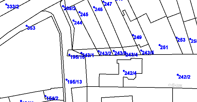 Parcela st. 243/2 v KÚ Holásky, Katastrální mapa