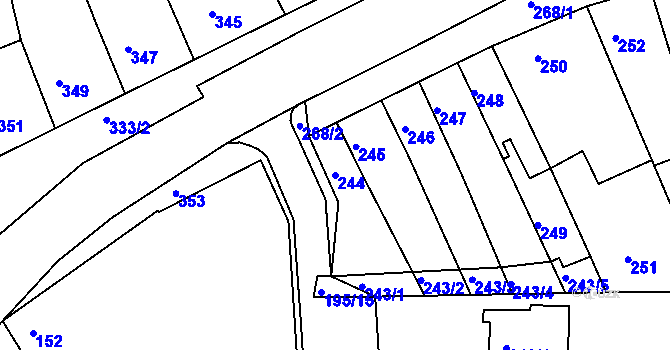Parcela st. 244 v KÚ Holásky, Katastrální mapa