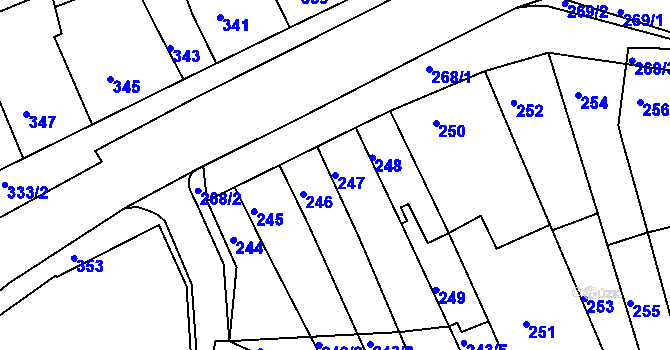 Parcela st. 247 v KÚ Holásky, Katastrální mapa