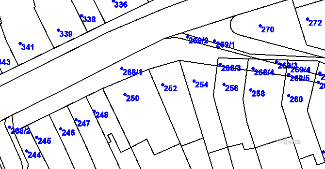 Parcela st. 252 v KÚ Holásky, Katastrální mapa