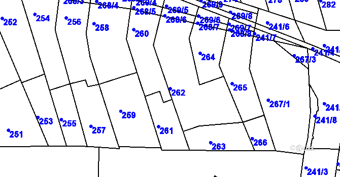 Parcela st. 262 v KÚ Holásky, Katastrální mapa