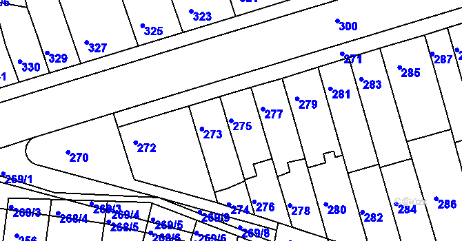 Parcela st. 275 v KÚ Holásky, Katastrální mapa