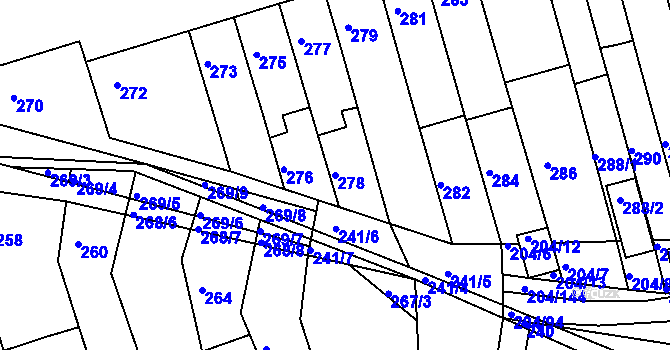 Parcela st. 278 v KÚ Holásky, Katastrální mapa
