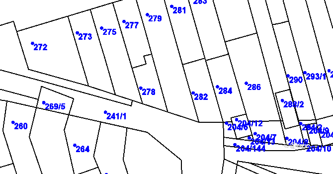 Parcela st. 280 v KÚ Holásky, Katastrální mapa