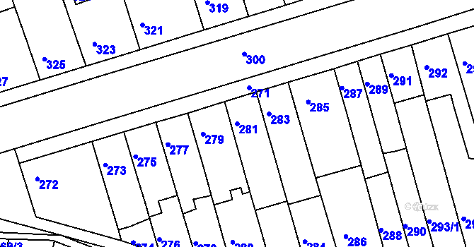 Parcela st. 281 v KÚ Holásky, Katastrální mapa