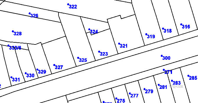 Parcela st. 323 v KÚ Holásky, Katastrální mapa