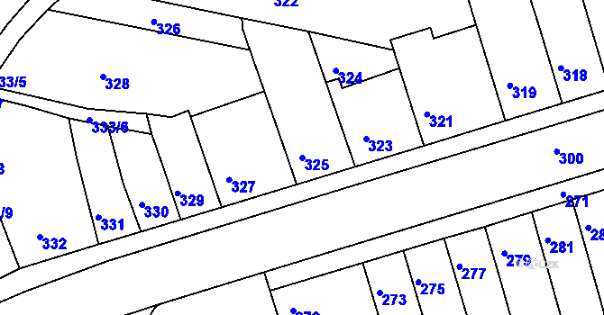 Parcela st. 325 v KÚ Holásky, Katastrální mapa