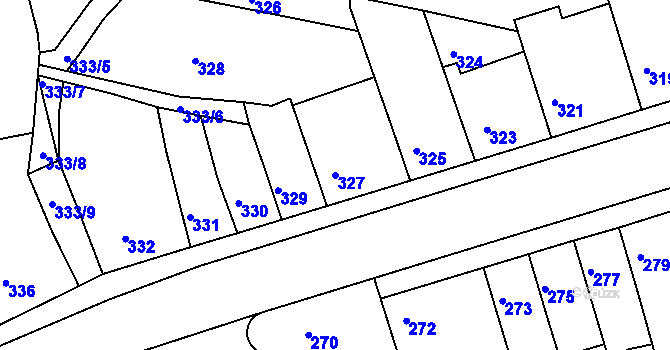 Parcela st. 327 v KÚ Holásky, Katastrální mapa