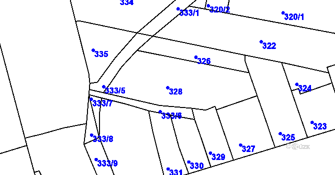 Parcela st. 328 v KÚ Holásky, Katastrální mapa