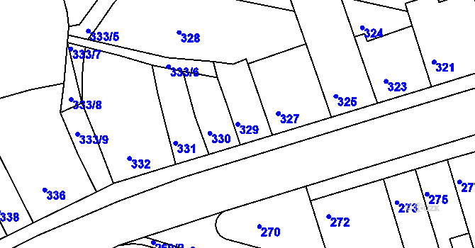Parcela st. 329 v KÚ Holásky, Katastrální mapa
