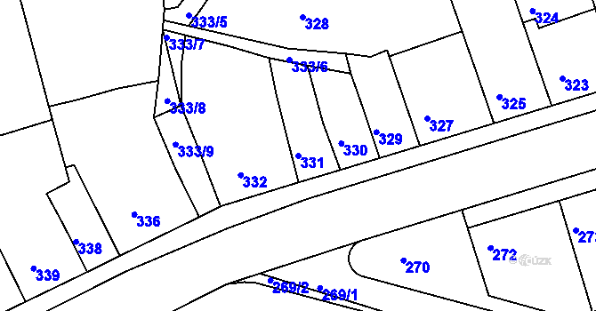 Parcela st. 331 v KÚ Holásky, Katastrální mapa