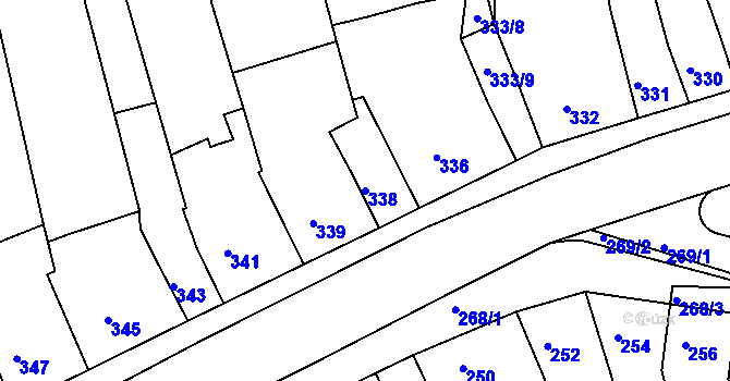 Parcela st. 338 v KÚ Holásky, Katastrální mapa
