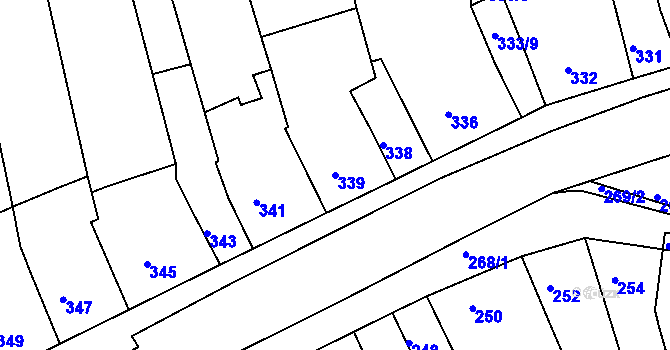 Parcela st. 339 v KÚ Holásky, Katastrální mapa