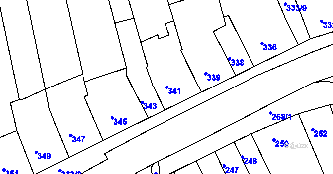 Parcela st. 341 v KÚ Holásky, Katastrální mapa