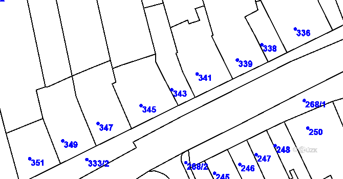 Parcela st. 343 v KÚ Holásky, Katastrální mapa