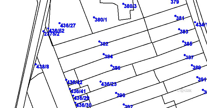 Parcela st. 384 v KÚ Holásky, Katastrální mapa