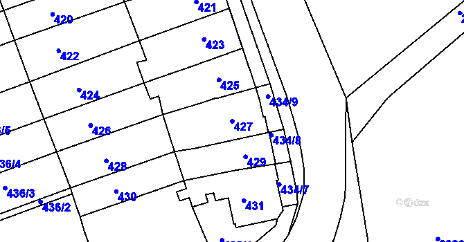 Parcela st. 427 v KÚ Holásky, Katastrální mapa