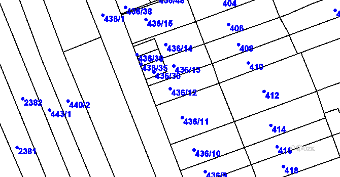 Parcela st. 436/12 v KÚ Holásky, Katastrální mapa