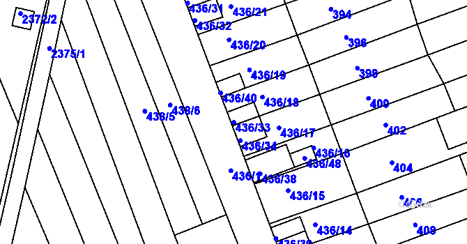 Parcela st. 436/33 v KÚ Holásky, Katastrální mapa
