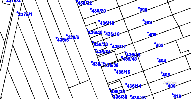 Parcela st. 436/34 v KÚ Holásky, Katastrální mapa