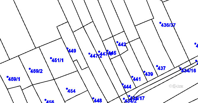 Parcela st. 447/4 v KÚ Holásky, Katastrální mapa